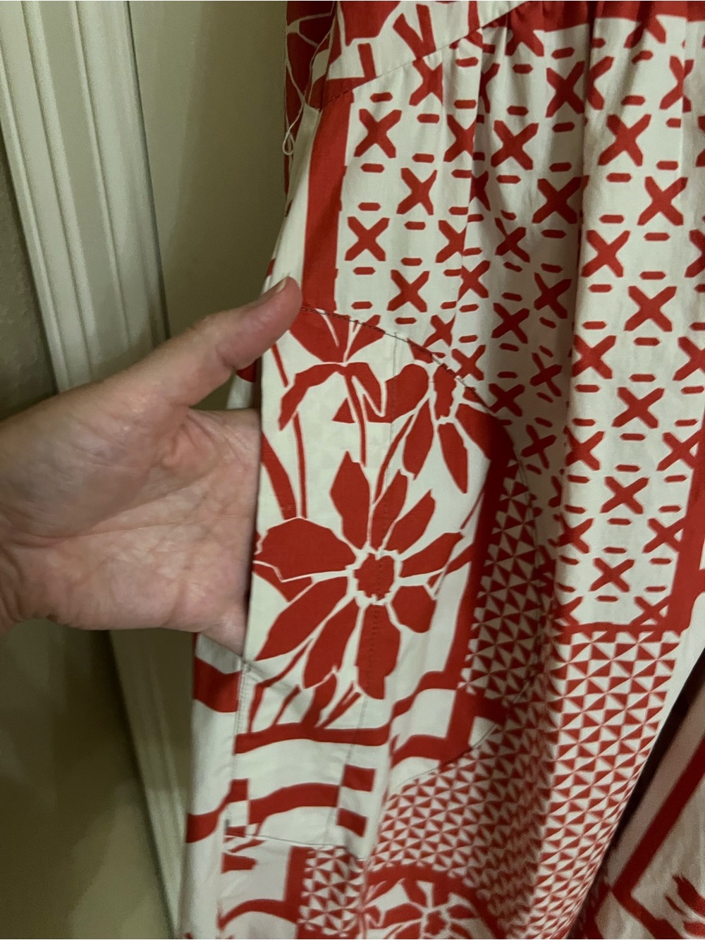 Maeve Red and White Floral Button-Front Shirt Dress - Picture 3 of 4